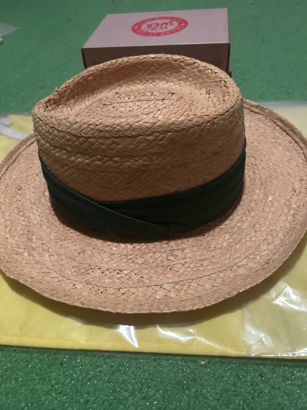 S/M Masters Natural Straw with Green Label and Yellow Logo - Picture 2 of 4